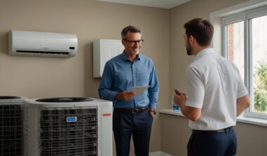 Technicians talking